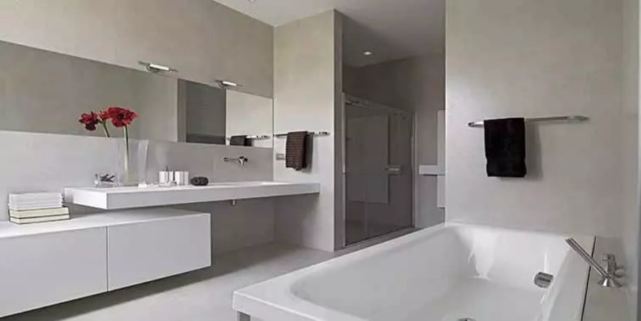Microcemento baño marrón Ibiza