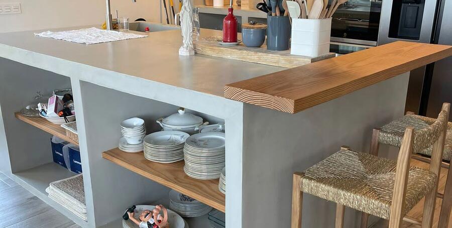 Microcemento y madera