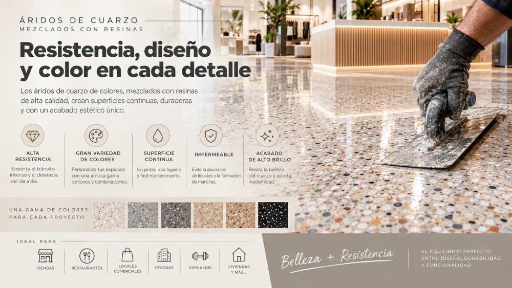 aridos de cuarzo colores con resinas multicapa