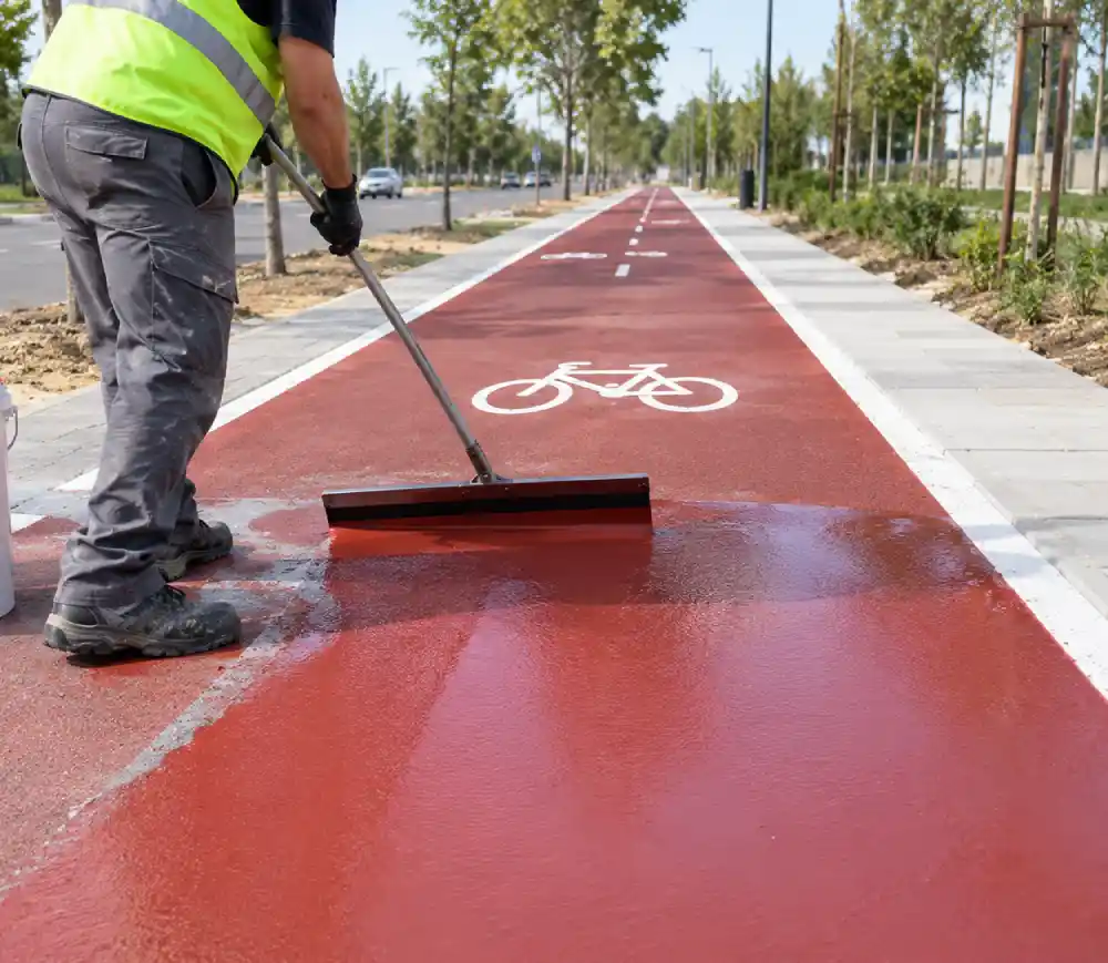 Carril bici en ejecución