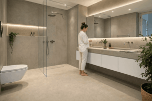Microcemento transforma el baño: superficie continua, amplitud y personalización, resistencia a la humedad; mantenimiento sencillo y renovación veloz.